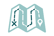 A map with a location pin icon