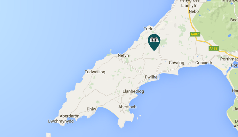 google maps image showing Trallwyn Holiday Park's location on Llŷn Peninsula